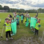 Photo of Wilmslow beaver group litter picking at Wilmslow Rugby Club