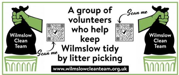 New Clean Team banner design with logo and QR codes